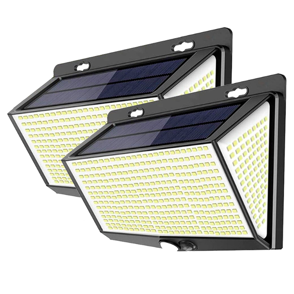 Arandela LED para Área Externa - até 468 LEDs de Alto Brilho 6500K, painel solar e sensor de movimento