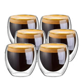 Copo Capri para Café com 80ml de Vidro Parede Dupla - Kits com 02, 04 ou 06 Copos
